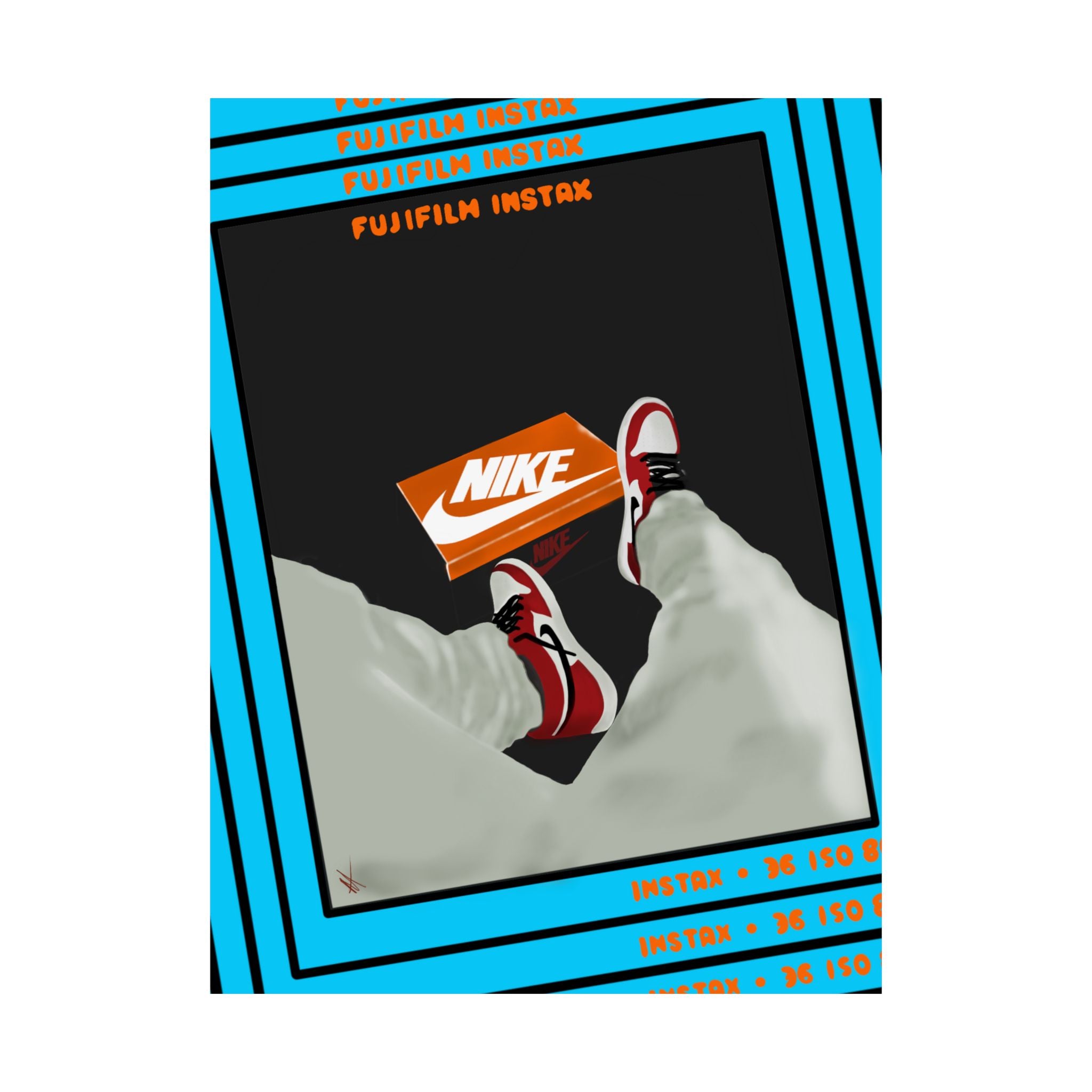 Nike Sneaker Poster — Retro FujiFilm Instax Frame Satin Poster (210gsm)