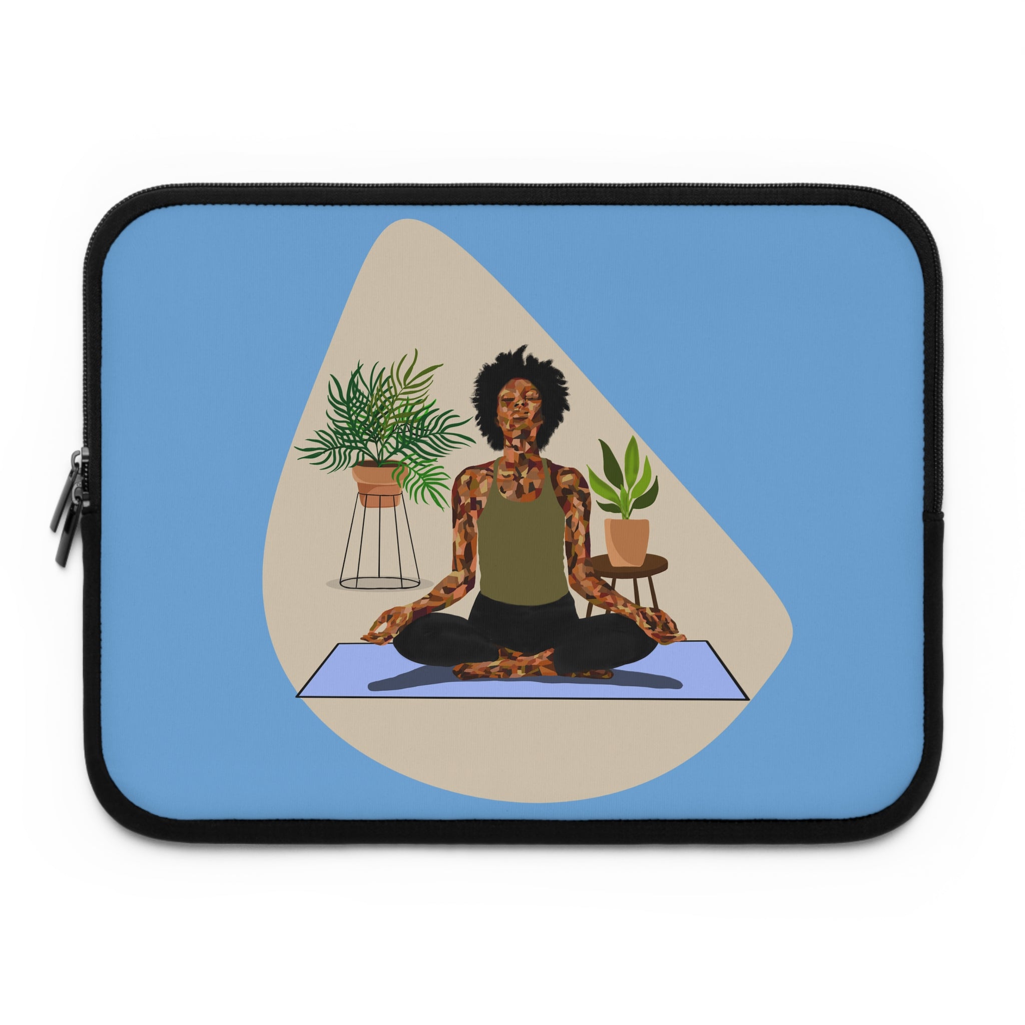 Meditative Plant Lady Laptop Sleeve — Yoga Calm Protective Case