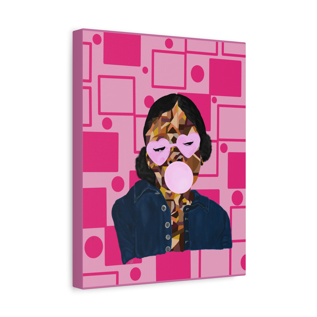 Pop Art Bubblegum Girl Matte Canvas Wall Art