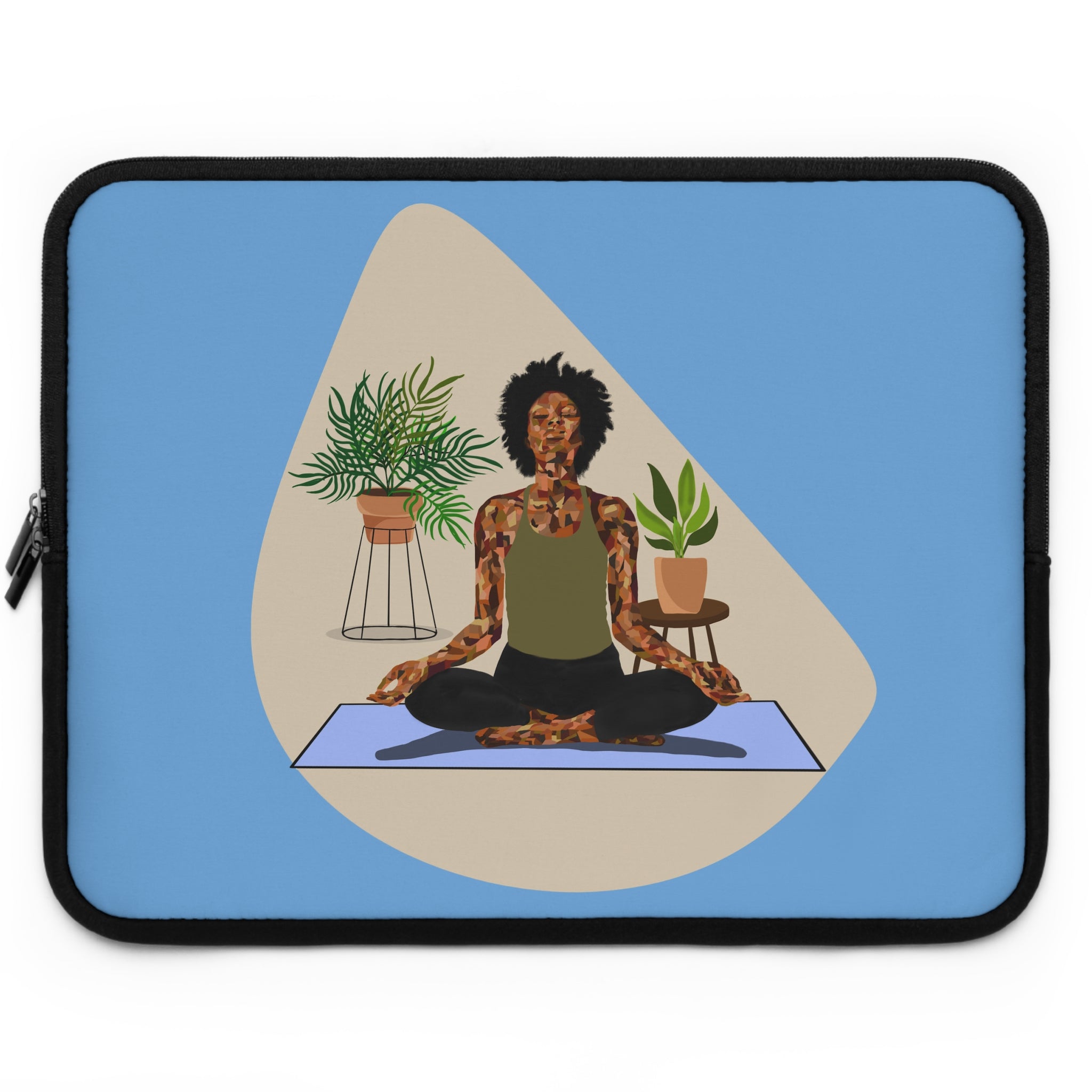Meditative Plant Lady Laptop Sleeve — Yoga Calm Protective Case