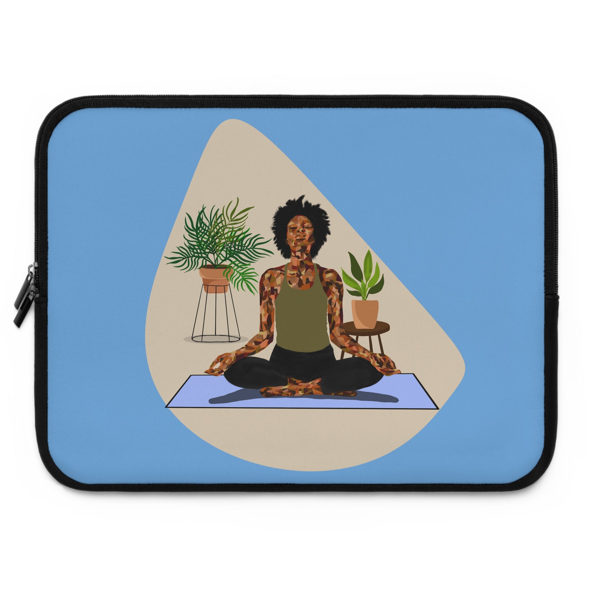 Meditative Plant Lady Laptop Sleeve — Yoga Calm Protective Case