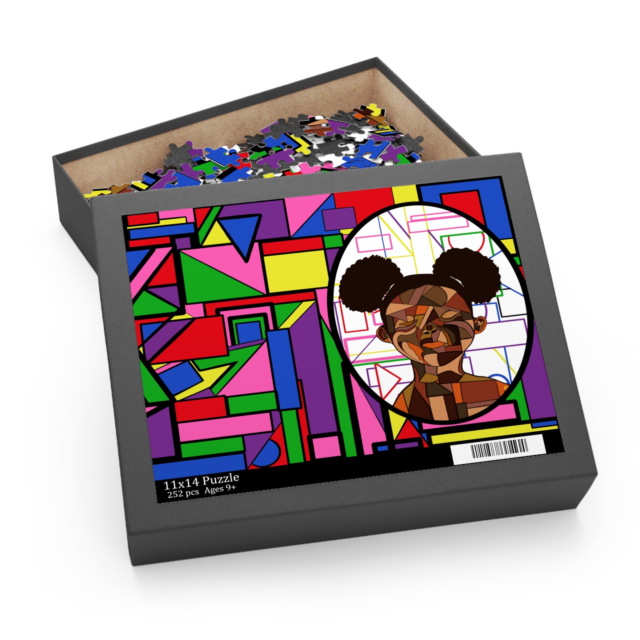 Modern Afrocentric Portrait Puzzle — Colorful Geometric 120/252/500-Piece Jigsaw