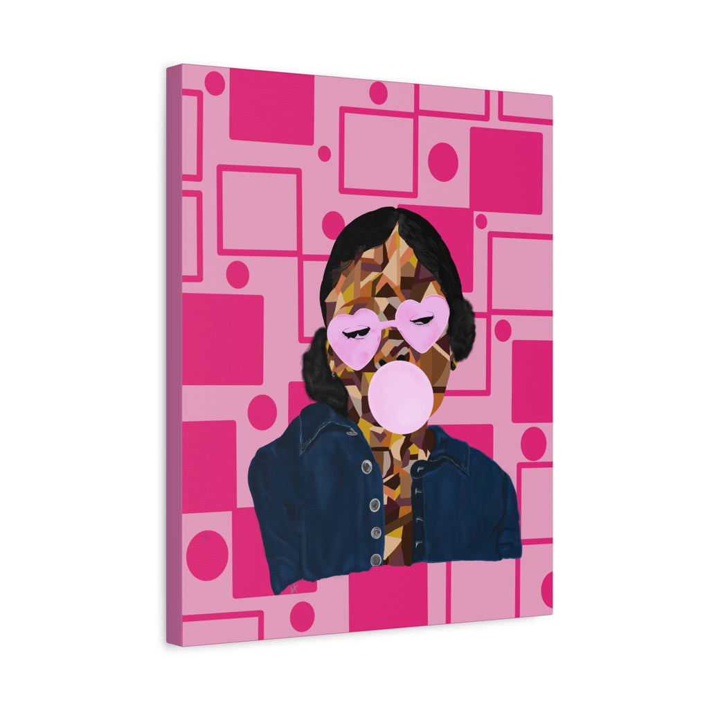 Pop Art Bubblegum Girl Matte Canvas Wall Art