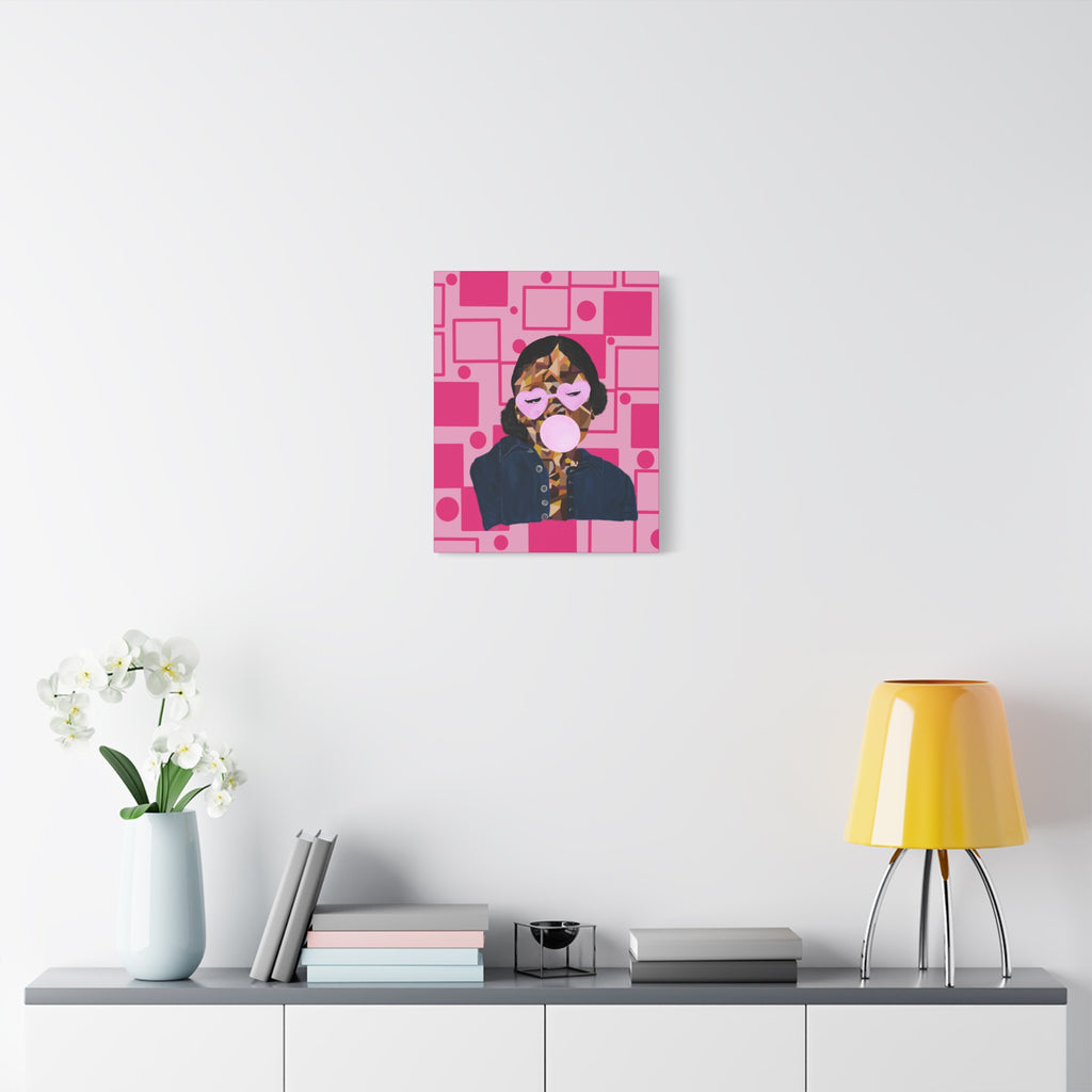 Pop Art Bubblegum Girl Matte Canvas Wall Art