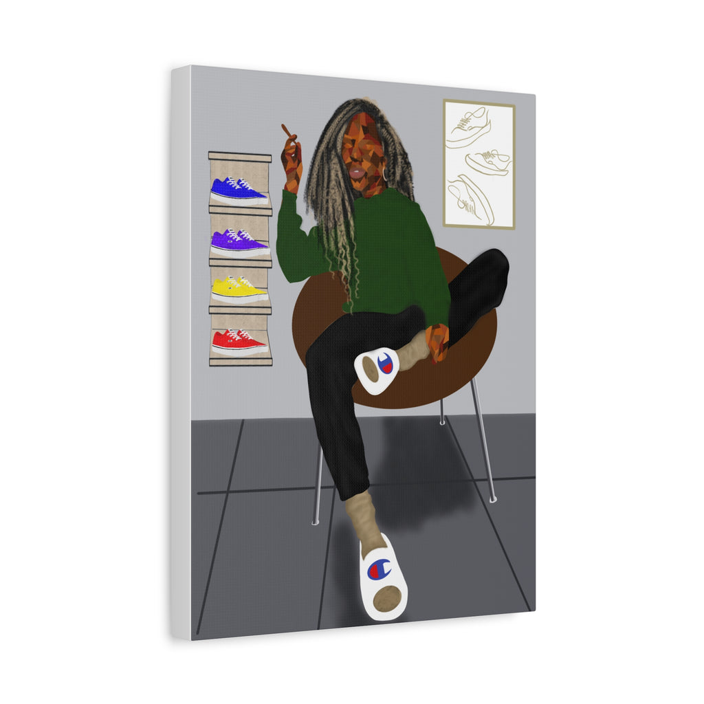 Chill Sneakerhead Art Canvas — Relaxed Room Portrait Matte Wall Art
