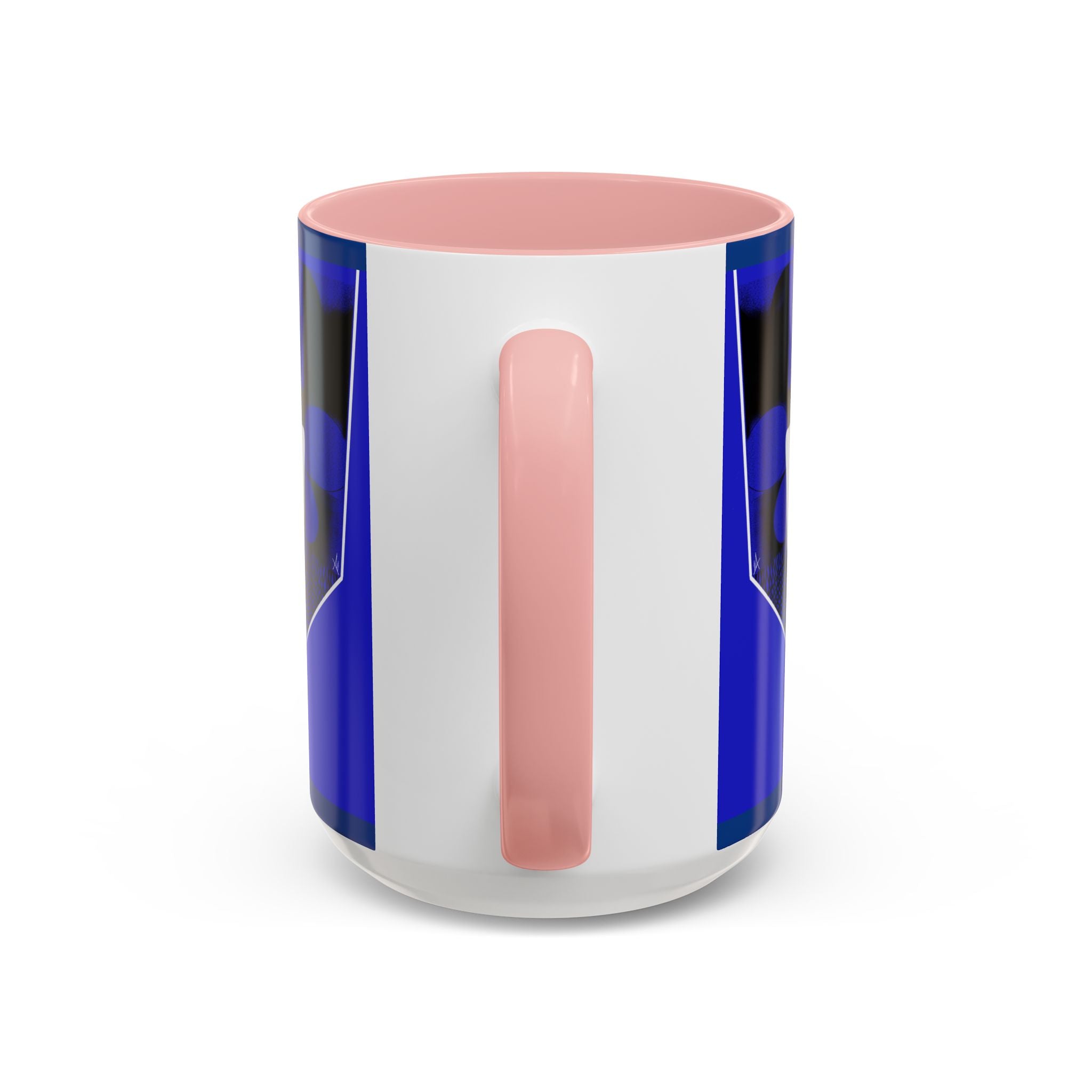 Blue Accent Coffee Mug — Cozy 'Checking My Phone' Afrocentric Illustration (11/15oz)