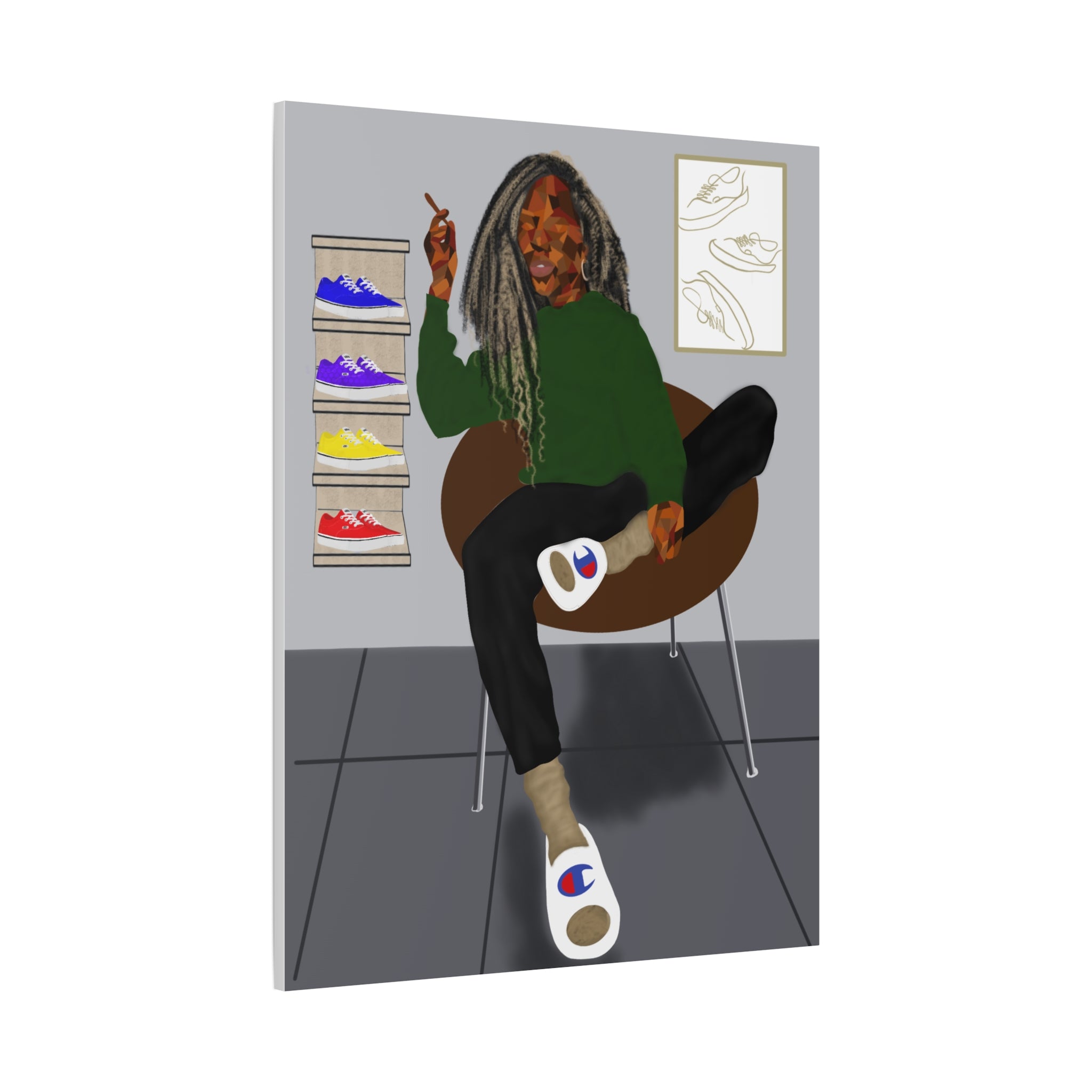 Chill Sneakerhead Art Canvas — Relaxed Room Portrait Matte Wall Art