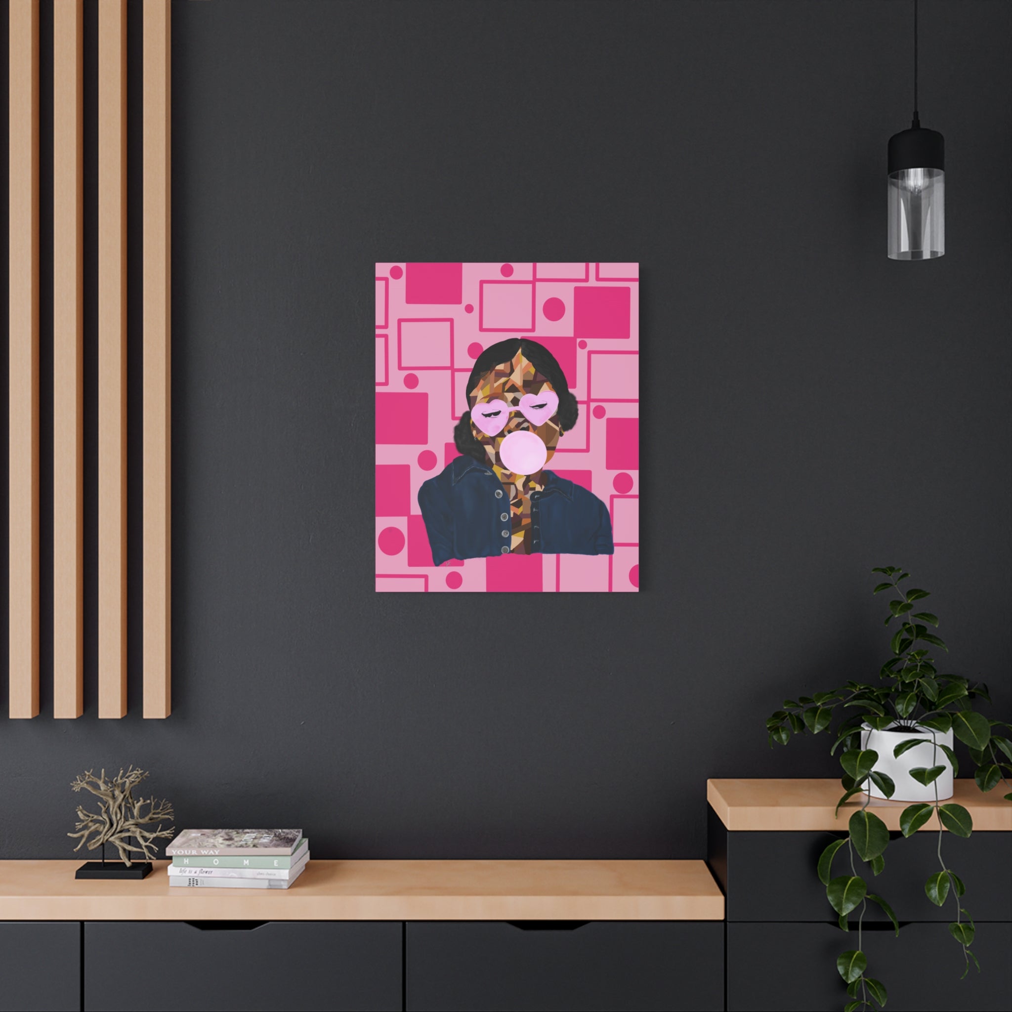 Pop Art Bubblegum Girl Matte Canvas Wall Art