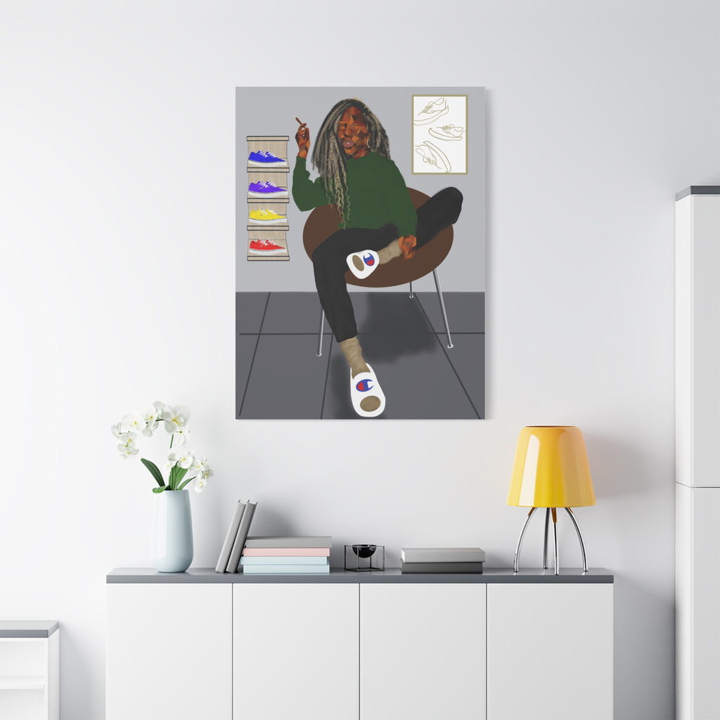 Chill Sneakerhead Art Canvas — Relaxed Room Portrait Matte Wall Art