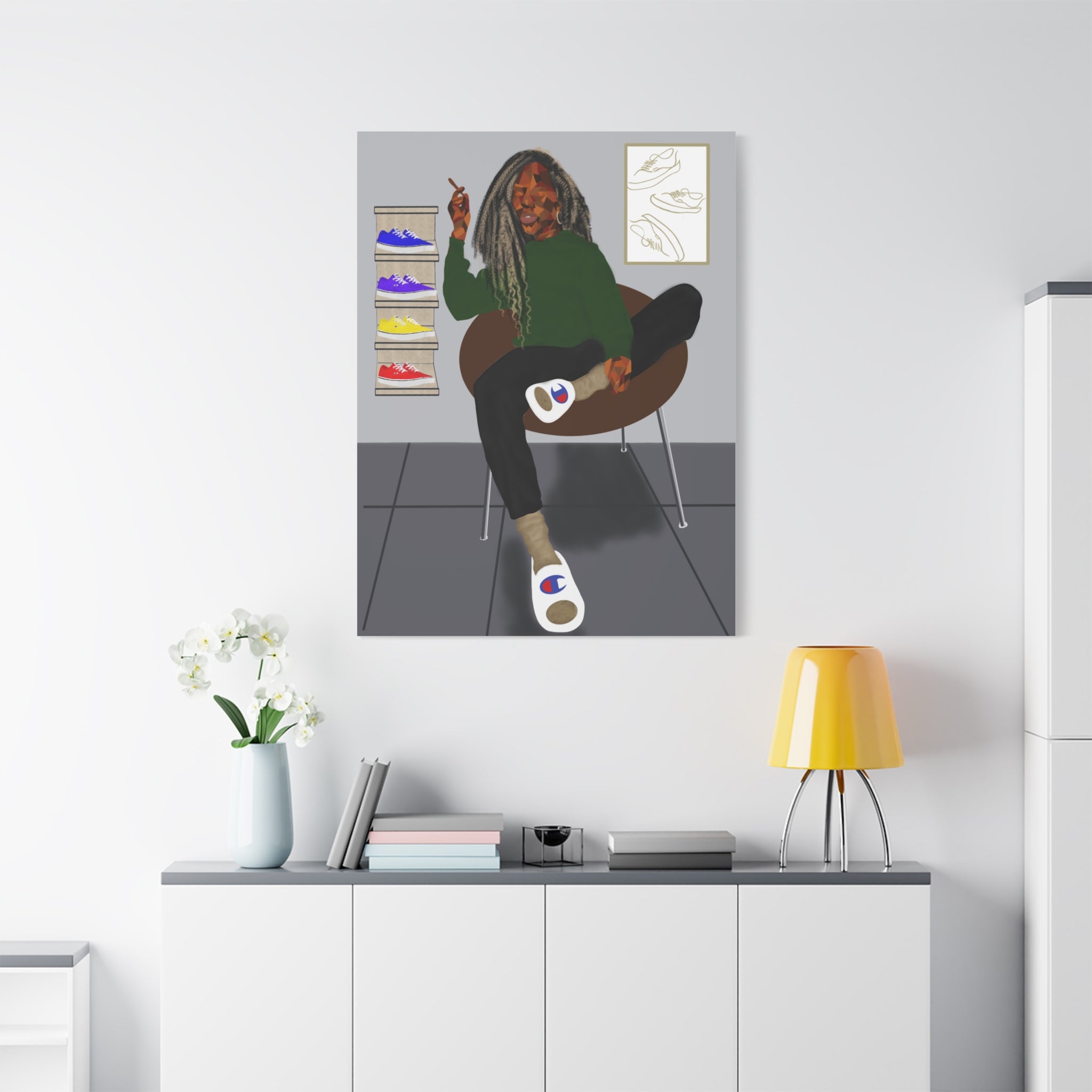 Chill Sneakerhead Art Canvas — Relaxed Room Portrait Matte Wall Art