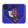 Blue Retro Lounge Mouse Pad — Person on Chair Illustration