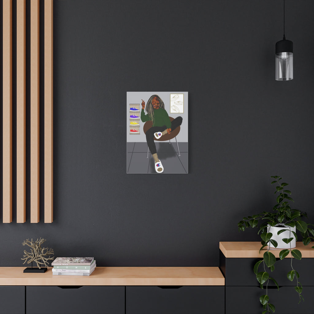 Chill Sneakerhead Art Canvas — Relaxed Room Portrait Matte Wall Art