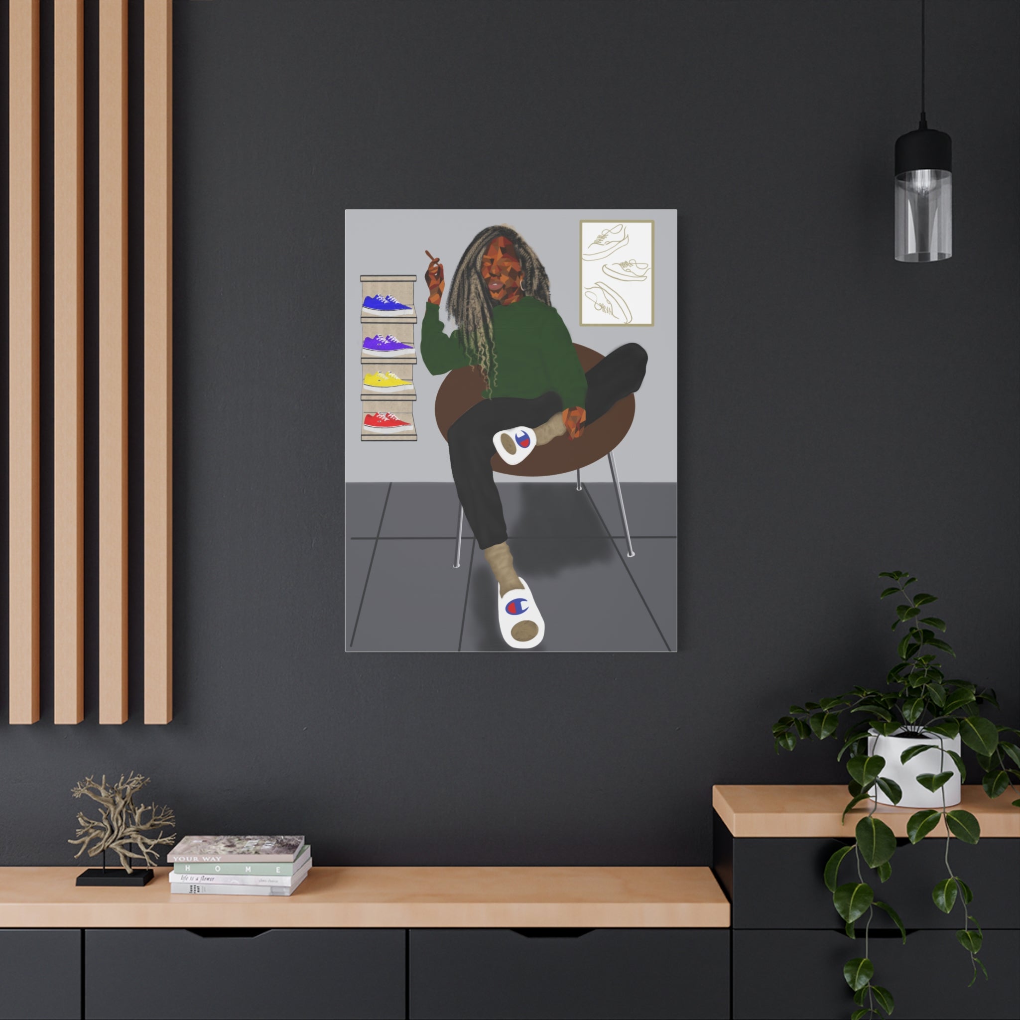 Chill Sneakerhead Art Canvas — Relaxed Room Portrait Matte Wall Art