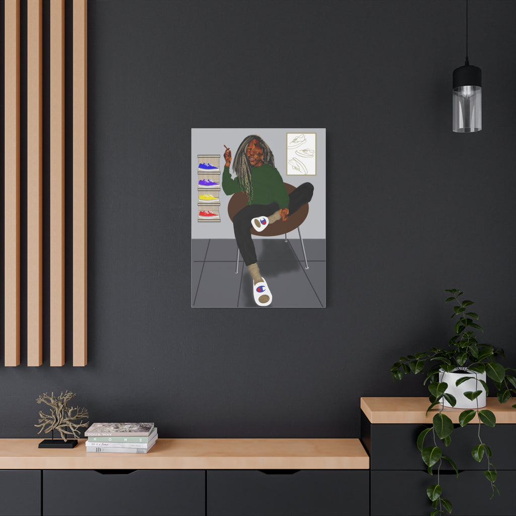 Chill Sneakerhead Art Canvas — Relaxed Room Portrait Matte Wall Art