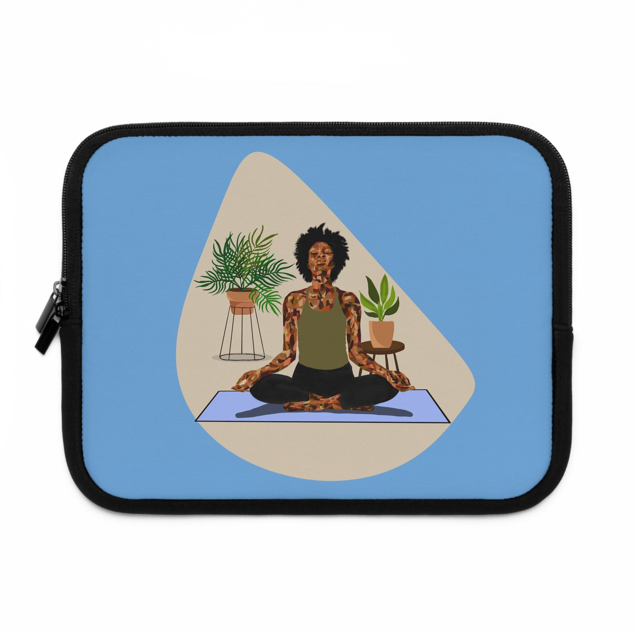Meditative Plant Lady Laptop Sleeve — Yoga Calm Protective Case