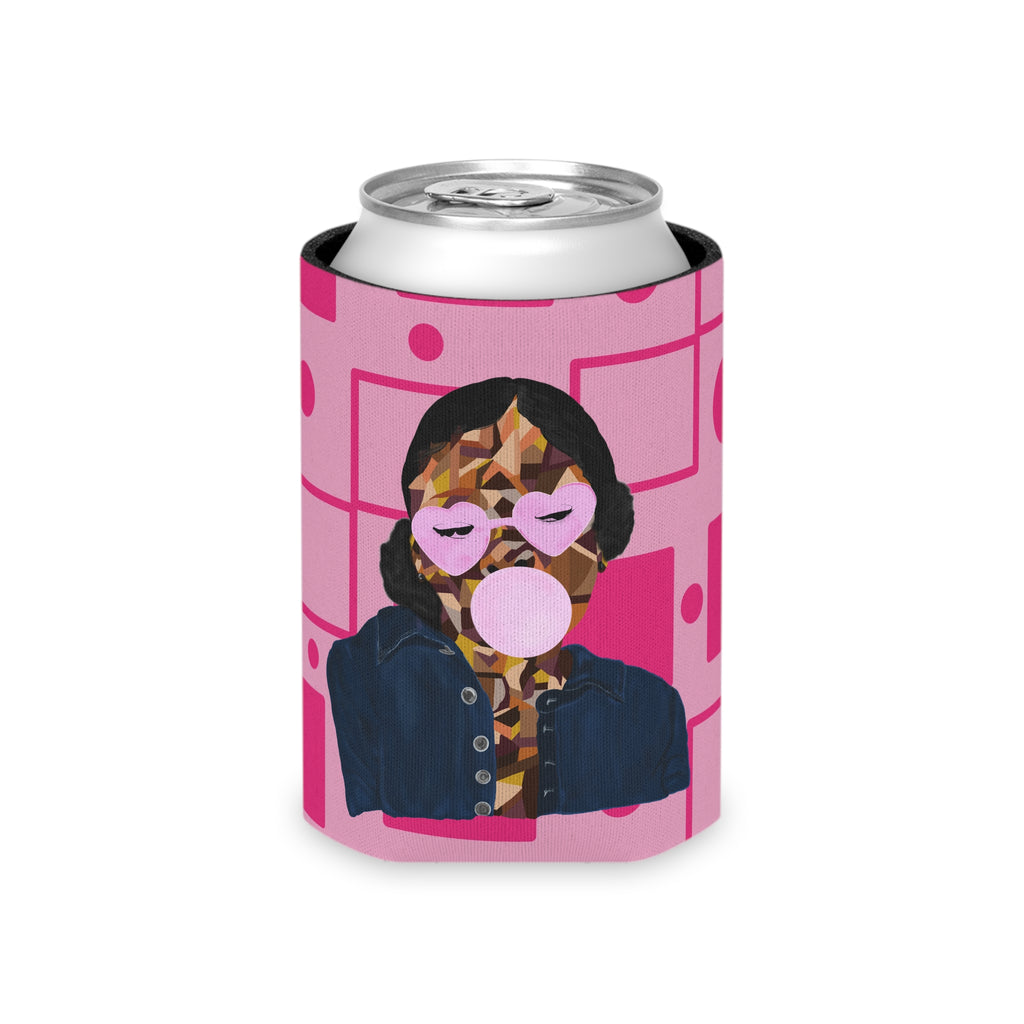 Pink Retro Bubblegum Can Cooler – Pop Art Girl Koozie