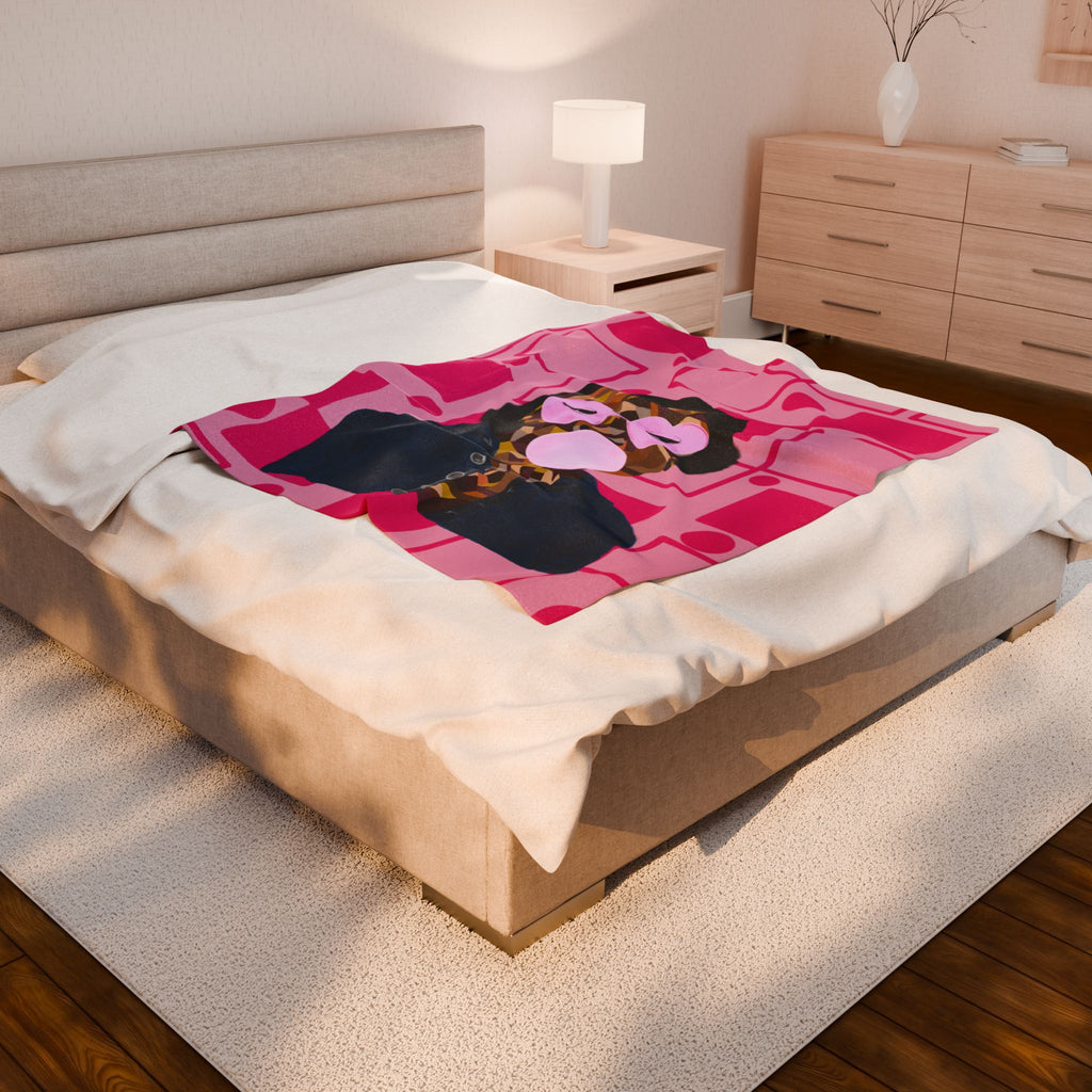 Velveteen Plush Blanket — Retro Pop Art Girl Bubblegum Throw