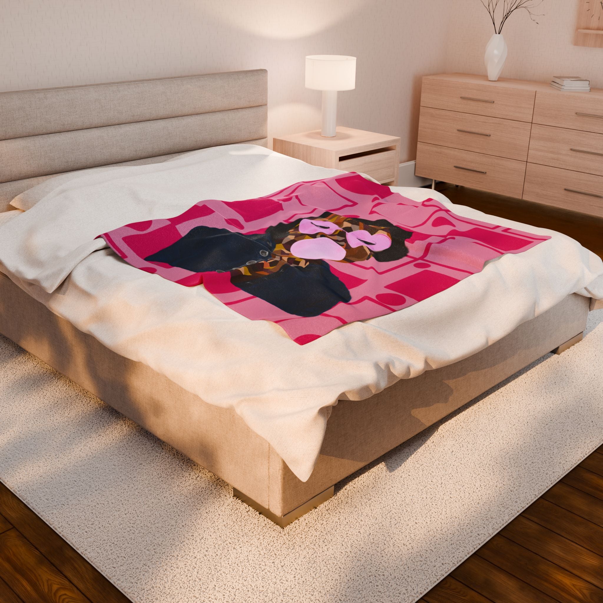 Velveteen Plush Blanket — Retro Pop Art Girl Bubblegum Throw