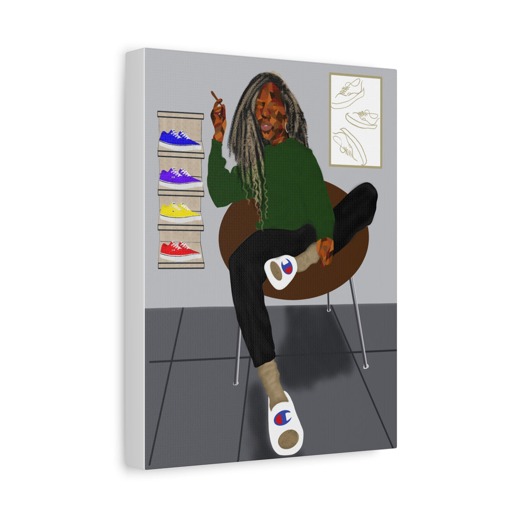 Chill Sneakerhead Art Canvas — Relaxed Room Portrait Matte Wall Art