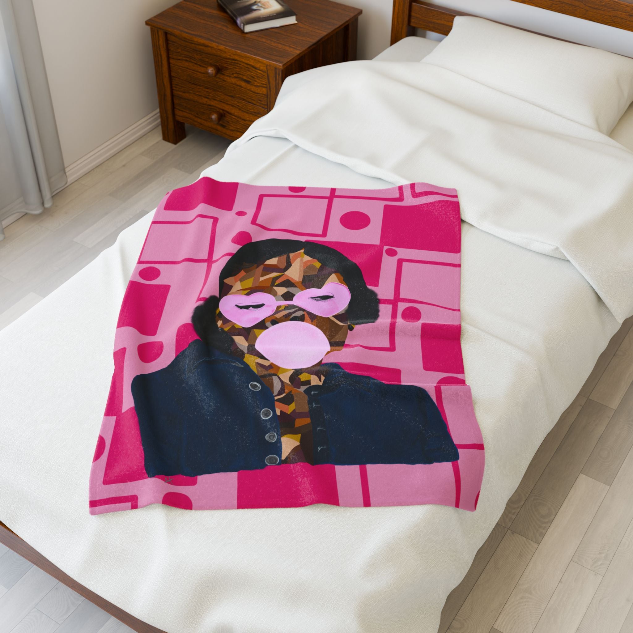 Velveteen Plush Blanket — Retro Pop Art Girl Bubblegum Throw