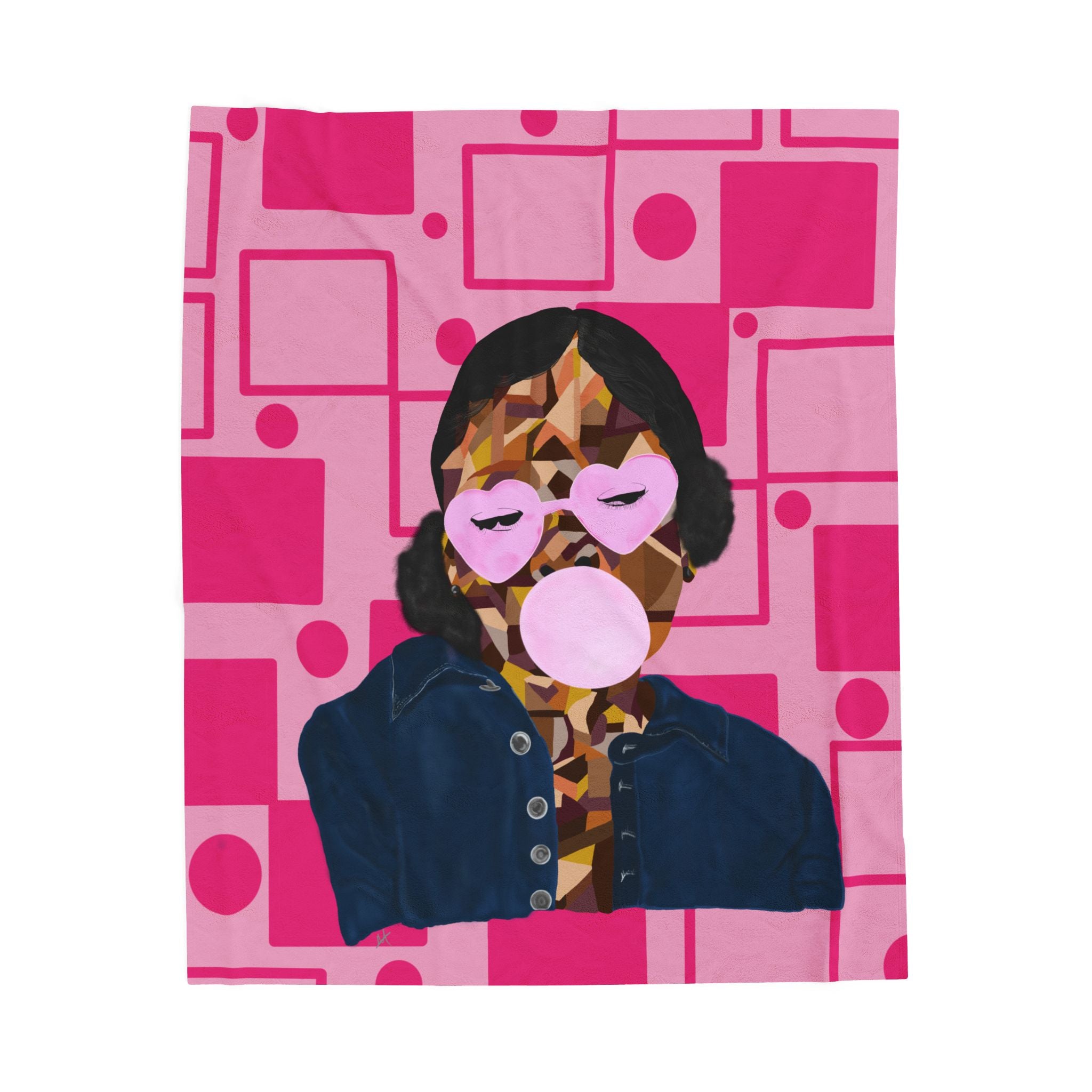 Velveteen Plush Blanket — Retro Pop Art Girl Bubblegum Throw
