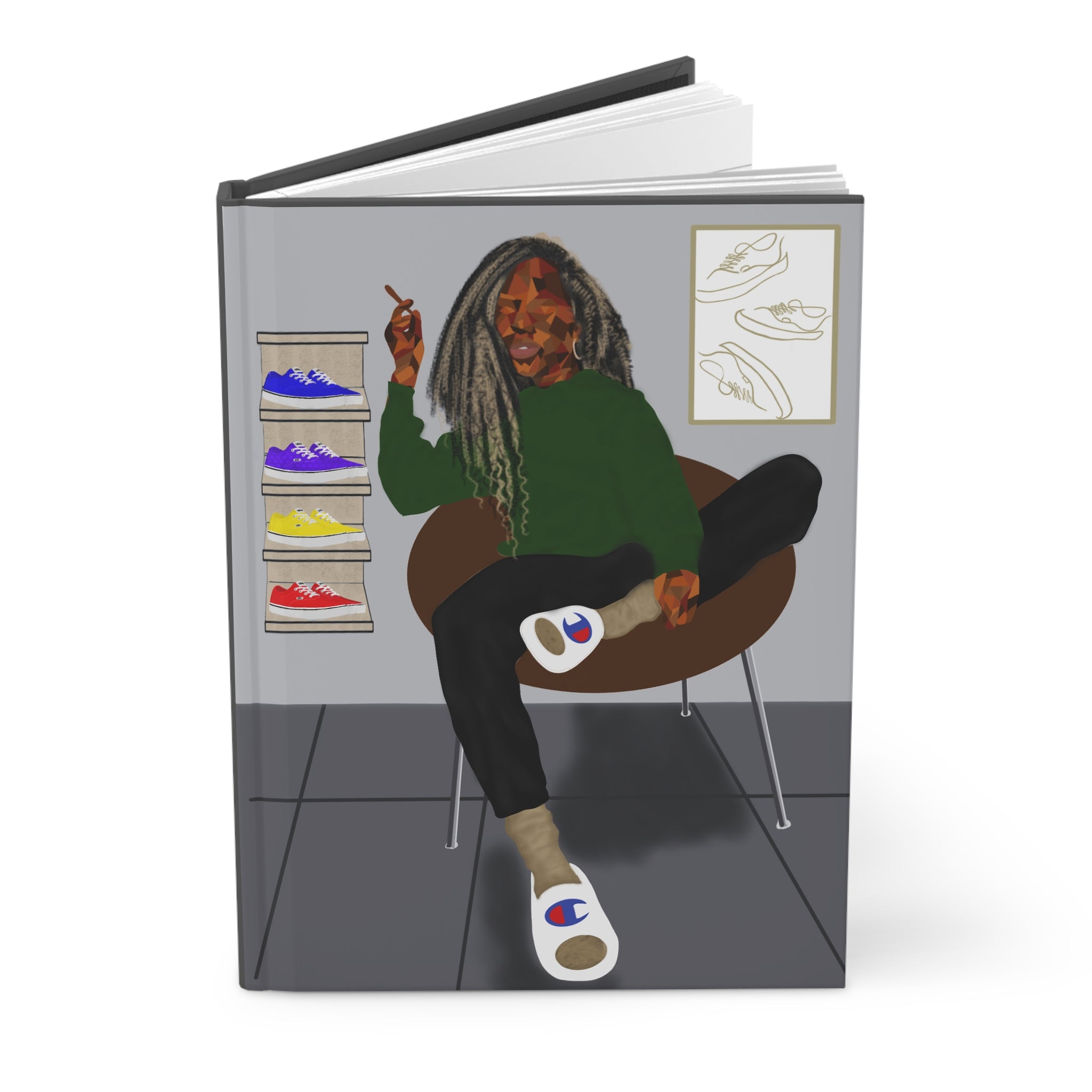Streetwear Vibes Hardcover Journal — Sneakerhead Lounge Illustration
