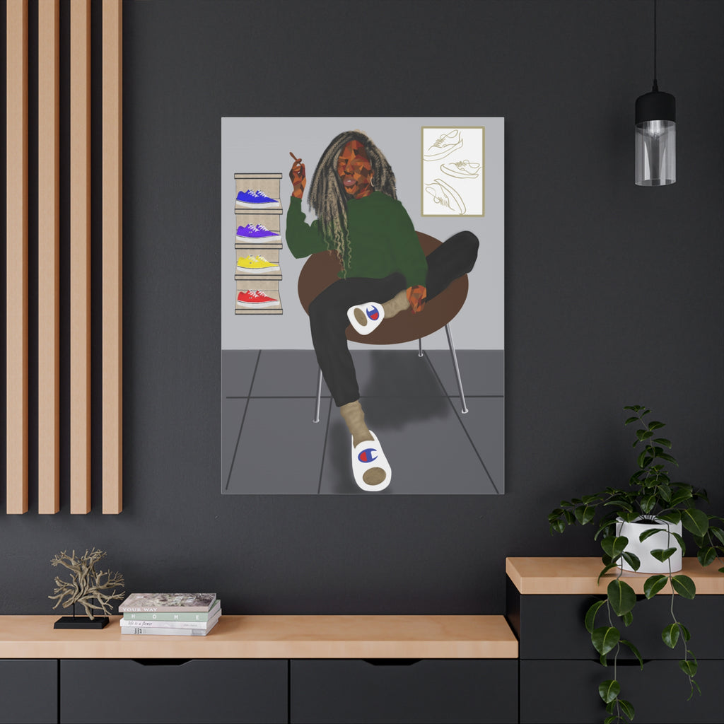 Chill Sneakerhead Art Canvas — Relaxed Room Portrait Matte Wall Art