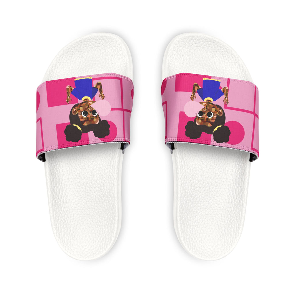Youth Pink Bubble Gum Girl Slide Sandals — Removable Strap Kid’s Pool & Casual Slides