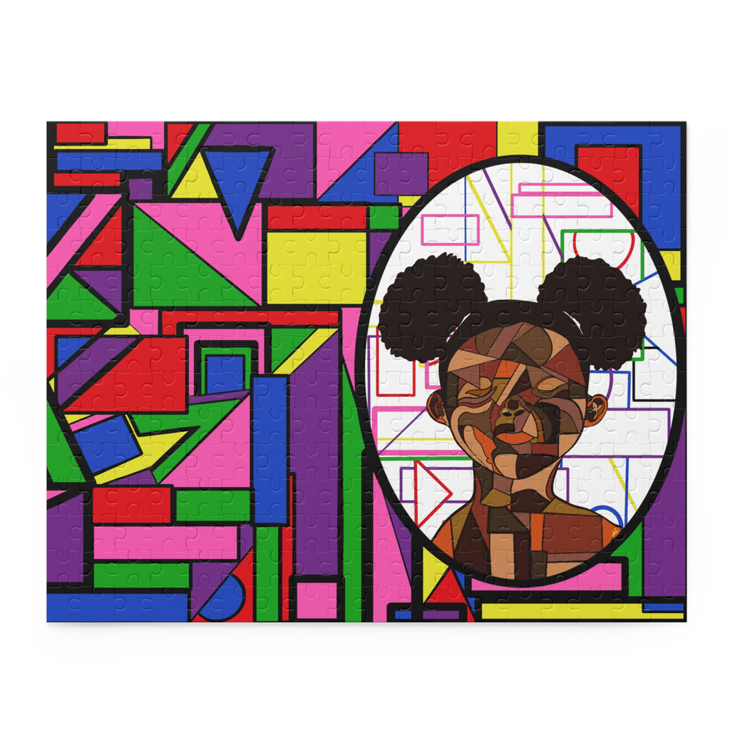 Modern Afrocentric Portrait Puzzle — Colorful Geometric 120/252/500-Piece Jigsaw