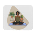 Meditation Mouse Pad — African American Woman Yoga Desk Mat with Plants