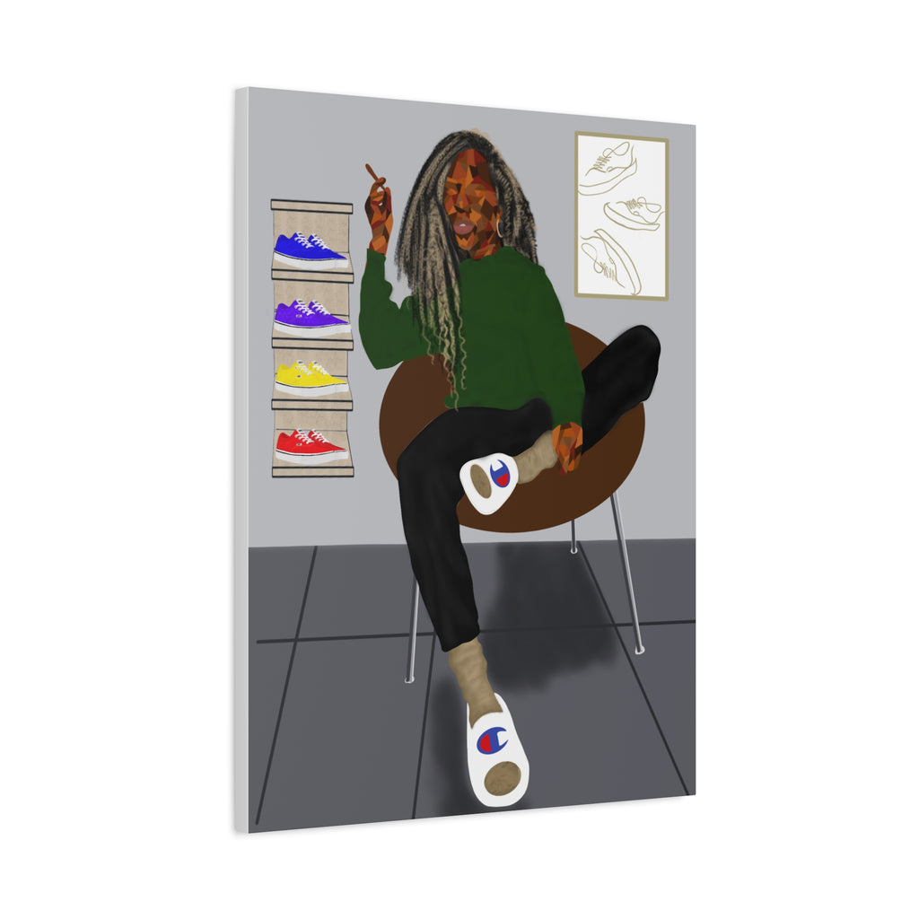 Chill Sneakerhead Art Canvas — Relaxed Room Portrait Matte Wall Art