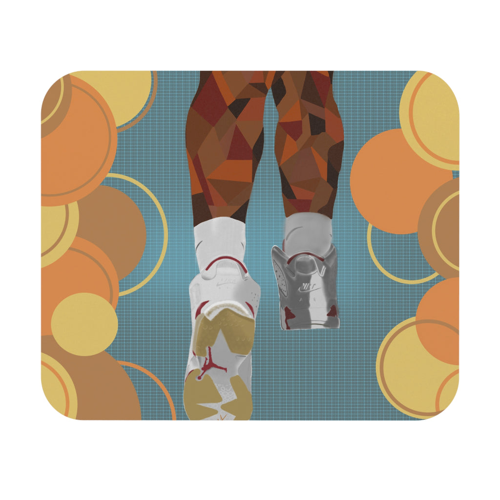 Basketball Sneaker Legs Mouse Pad — Retro Circles Gaming Desk Mat