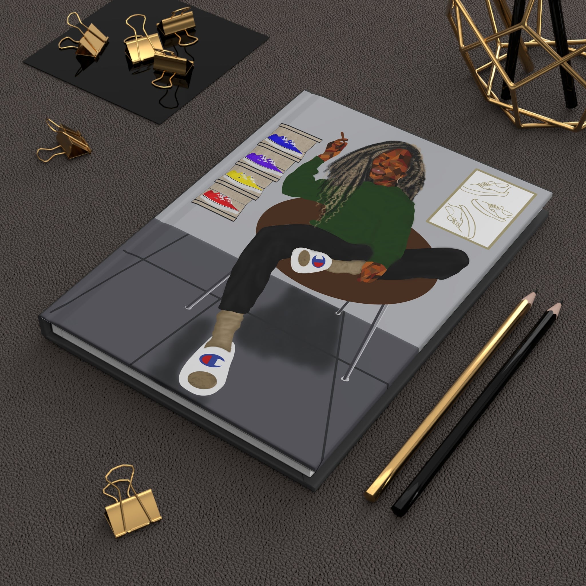 Streetwear Vibes Hardcover Journal — Sneakerhead Lounge Illustration