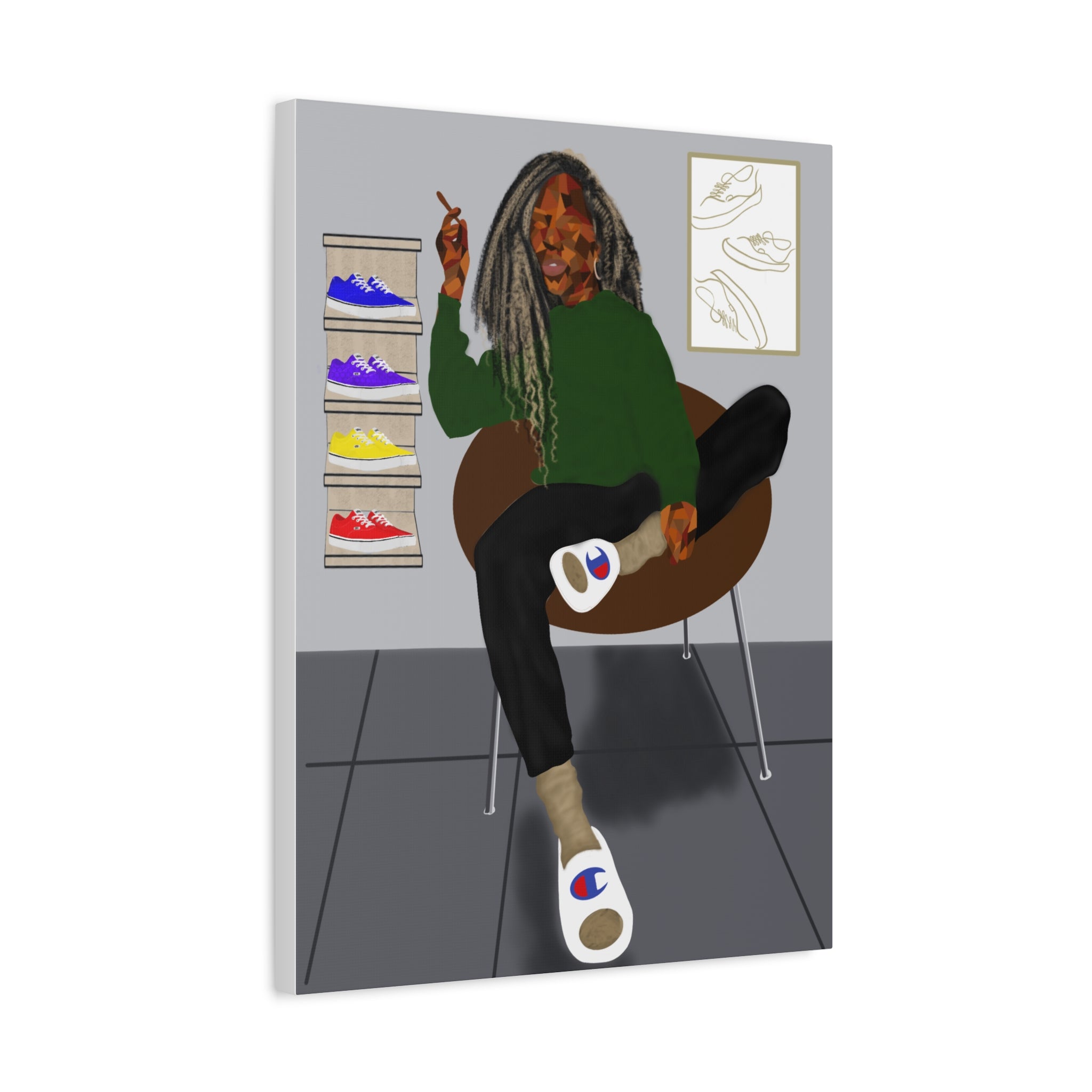 Chill Sneakerhead Art Canvas — Relaxed Room Portrait Matte Wall Art