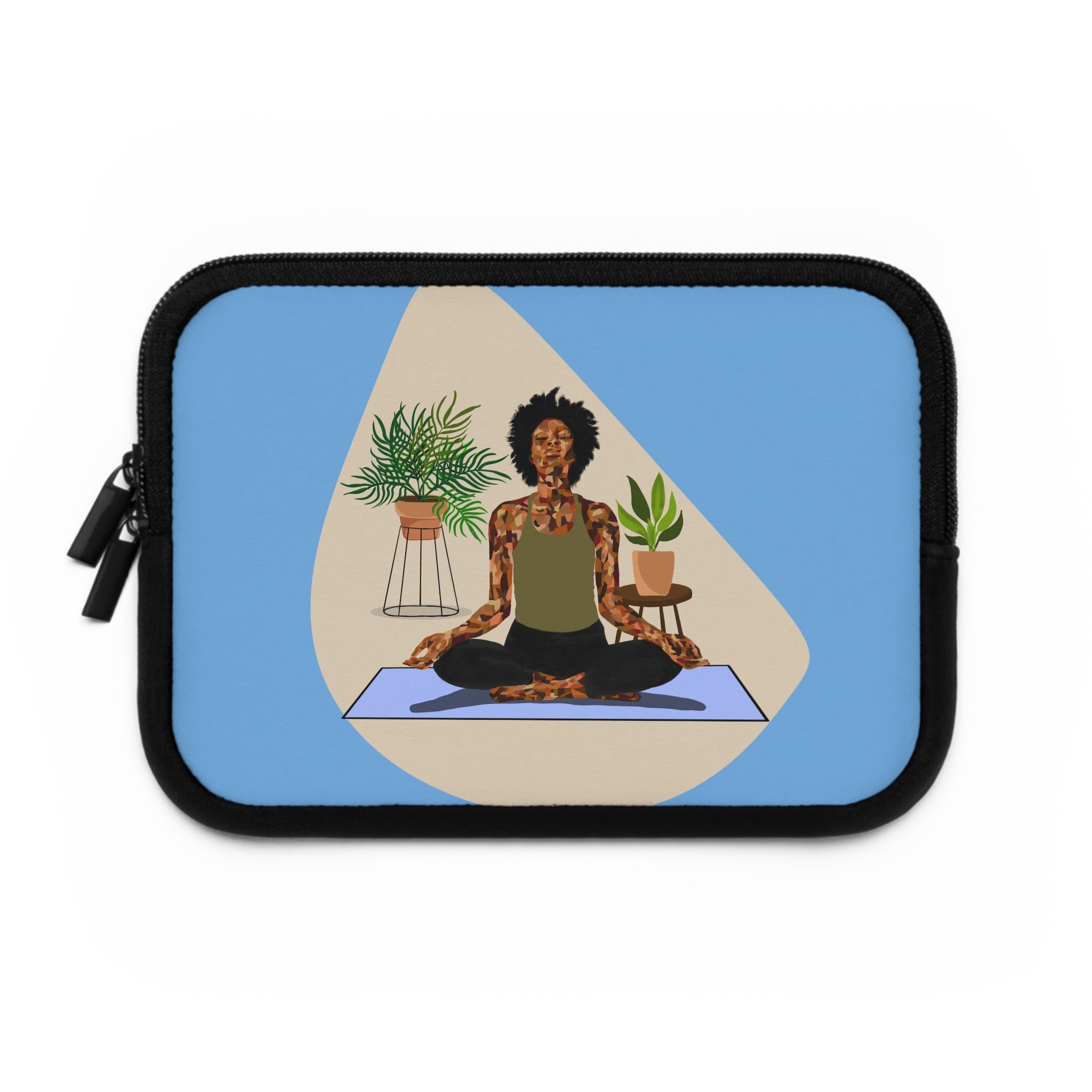 Meditative Plant Lady Laptop Sleeve — Yoga Calm Protective Case