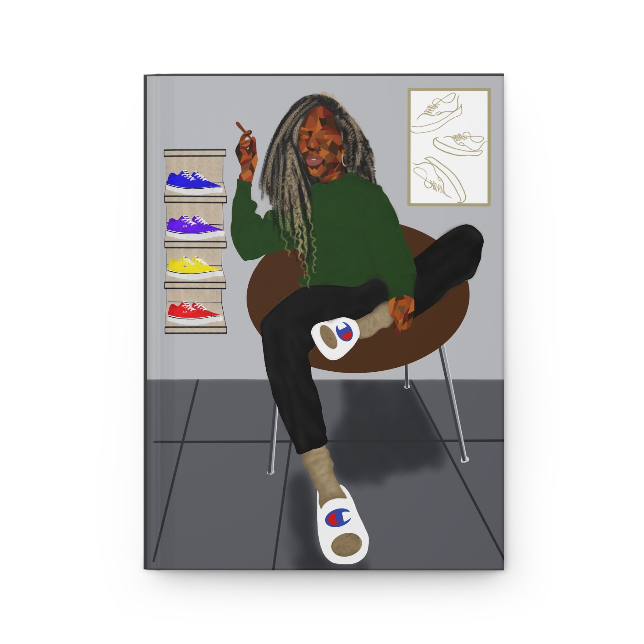 Streetwear Vibes Hardcover Journal — Sneakerhead Lounge Illustration