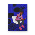 Hardcover Journal — Urban Portrait Notebook (Blue Abstract, Girl on Phone)