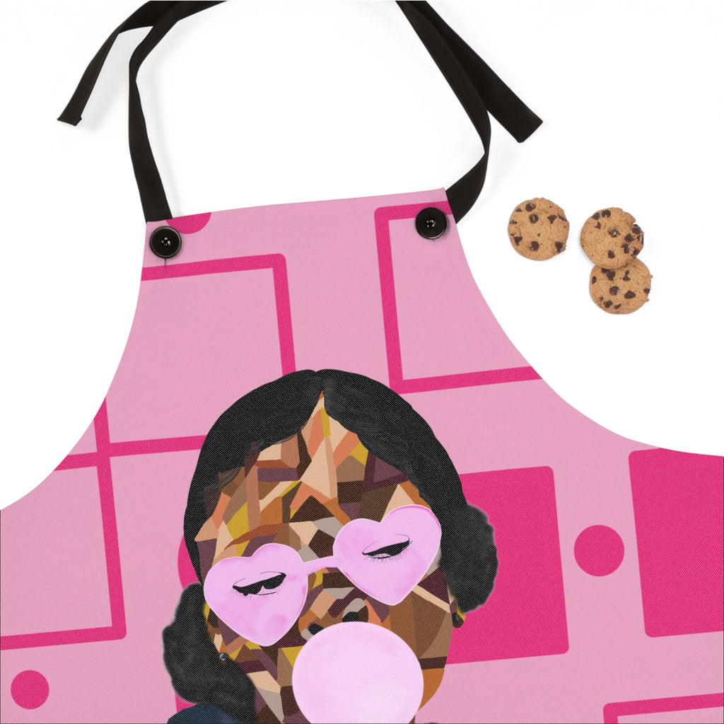Pink Retro Bubblegum Apron — Heart Sunglasses Chef Apron