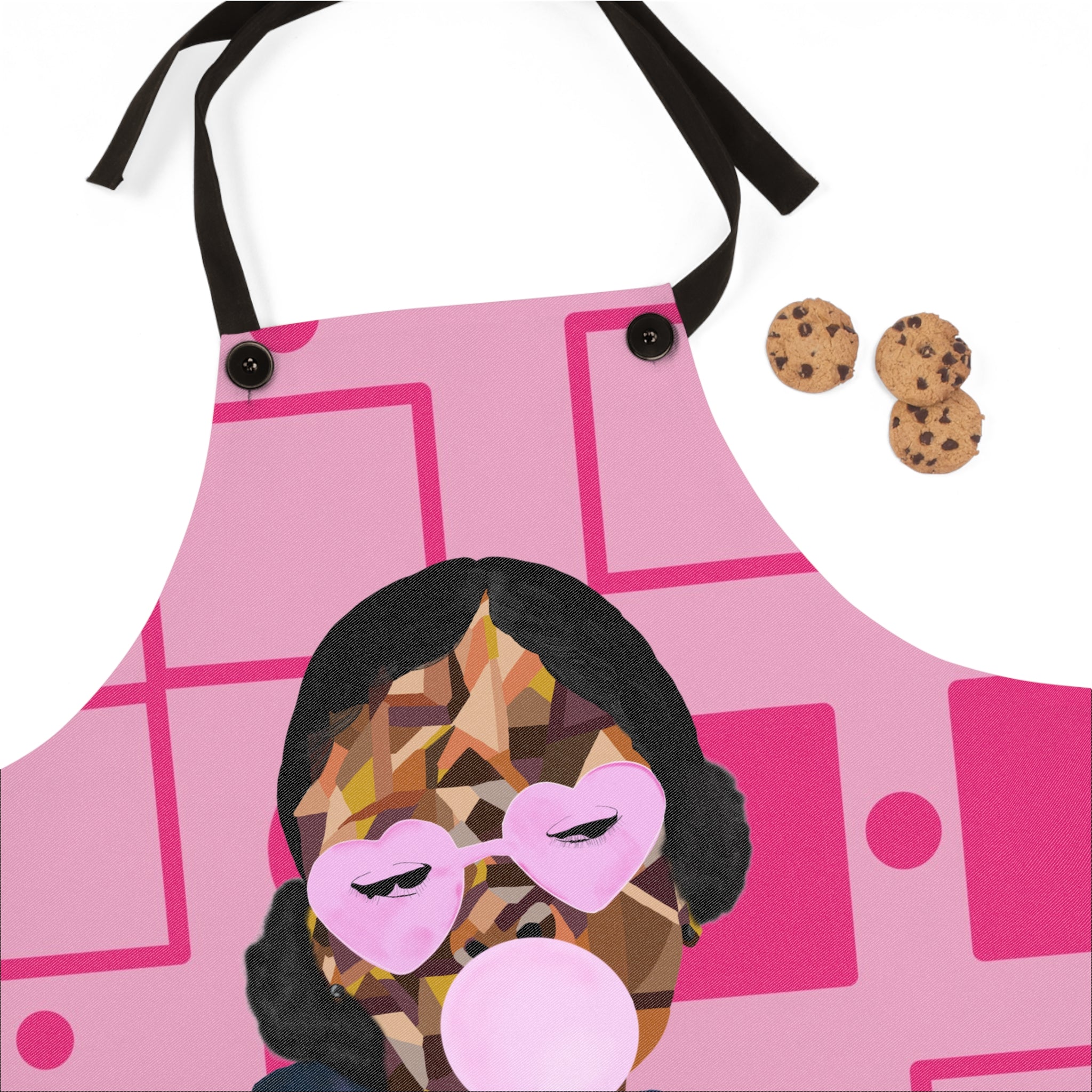 Pink Retro Bubblegum Apron — Heart Sunglasses Chef Apron