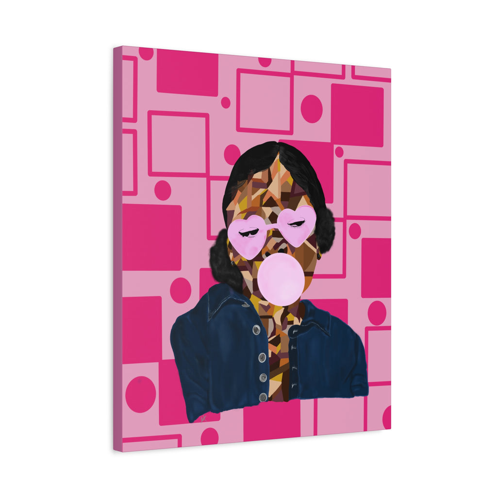 Pop Art Bubblegum Girl Matte Canvas Wall Art