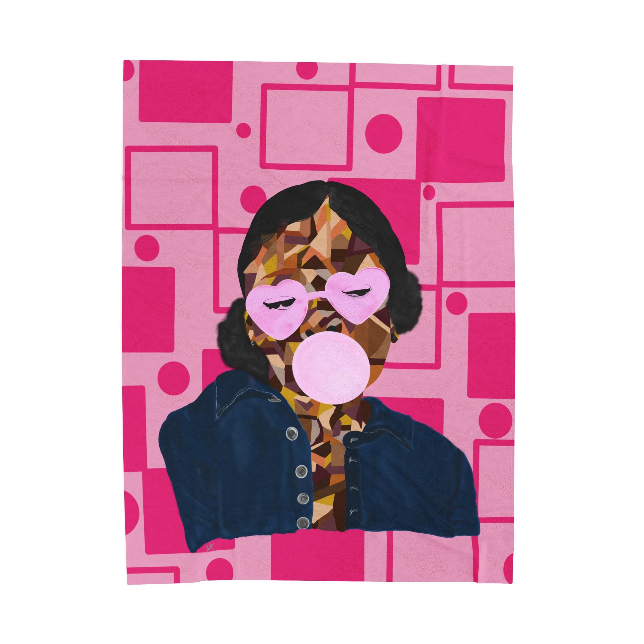 Velveteen Plush Blanket — Retro Pop Art Girl Bubblegum Throw