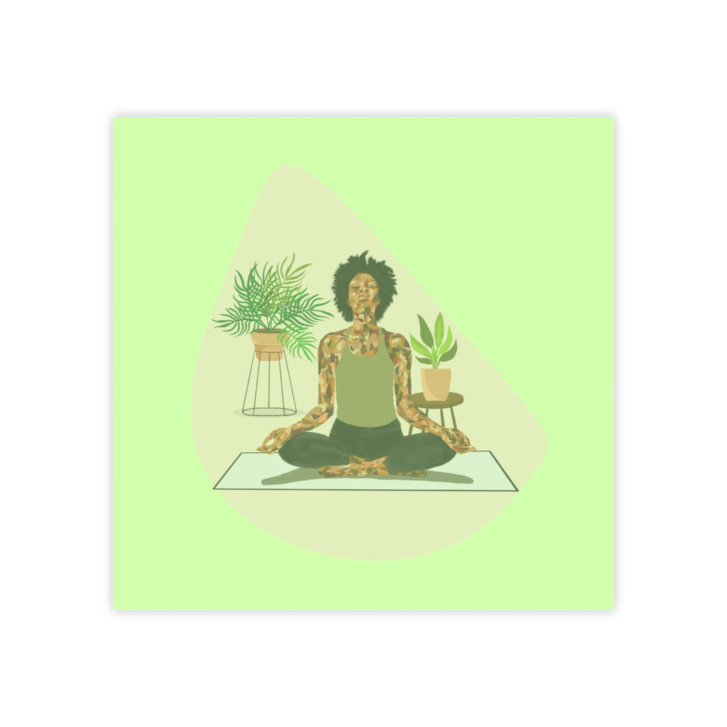 Yoga Meditation Post-it Note Pads — Calm Green Sticky Notes with Plant Decor