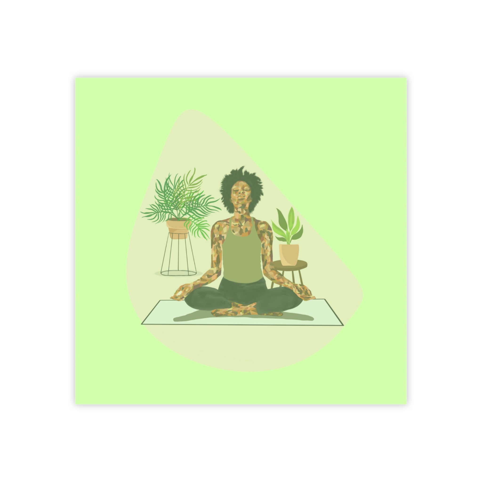 Yoga Meditation Post-it Note Pads — Calm Green Sticky Notes with Plant Decor