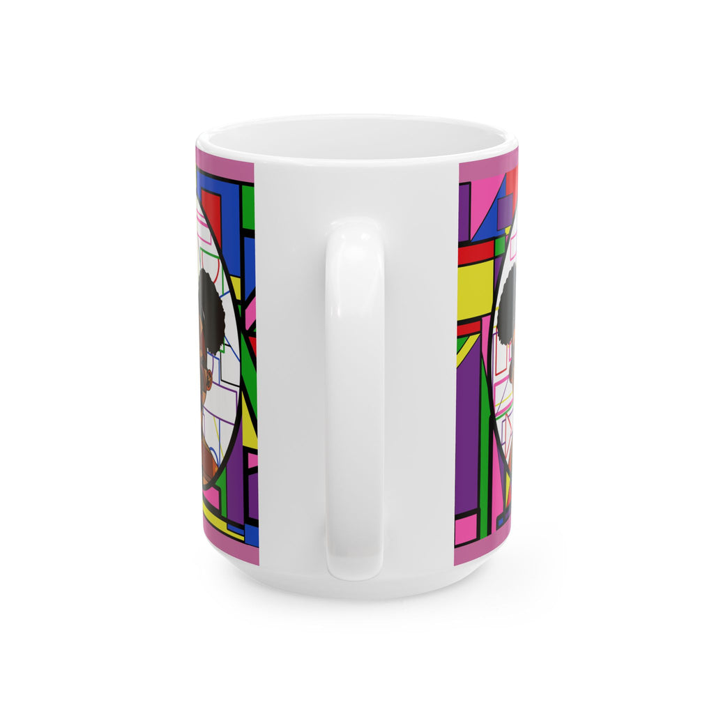 Colorblock Geometric Portrait Ceramic Mug — Bold Abstract Pop Art Coffee Cup (11oz/15oz)