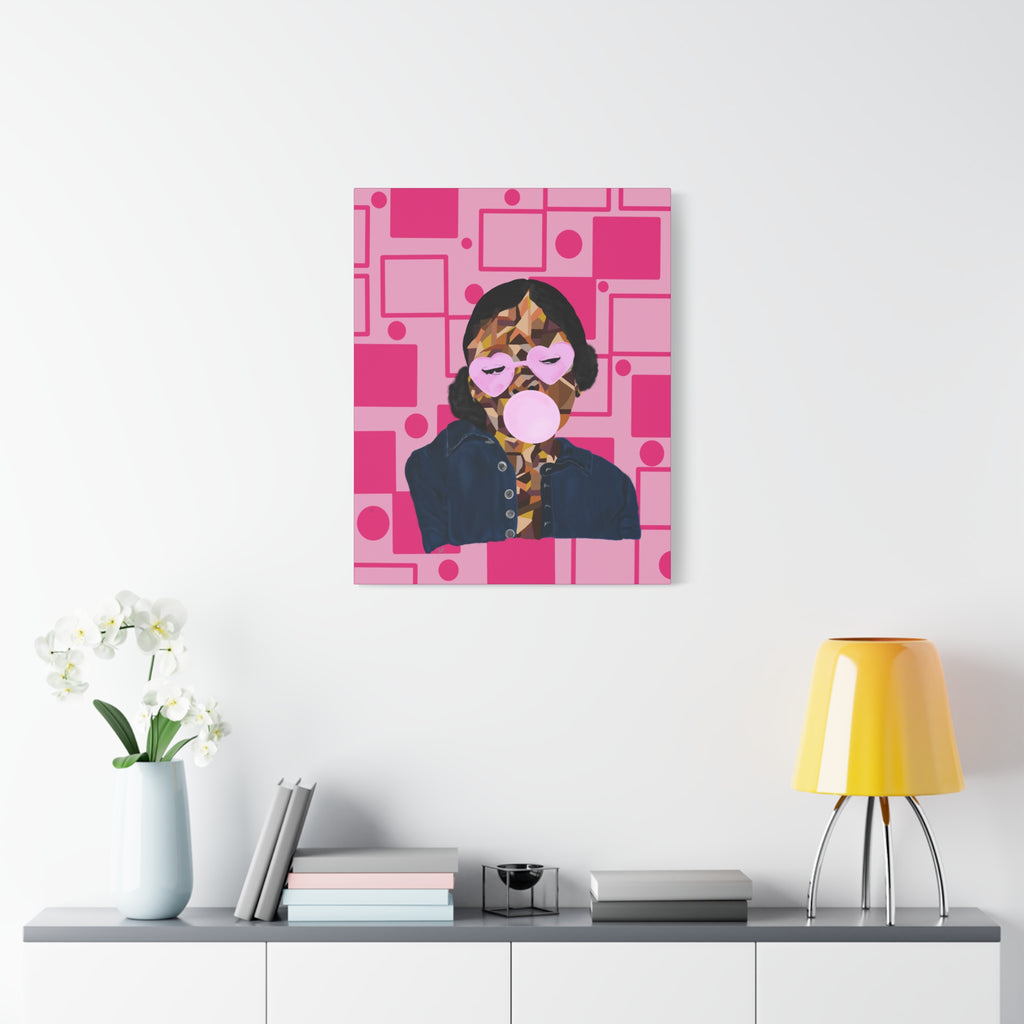 Pop Art Bubblegum Girl Matte Canvas Wall Art