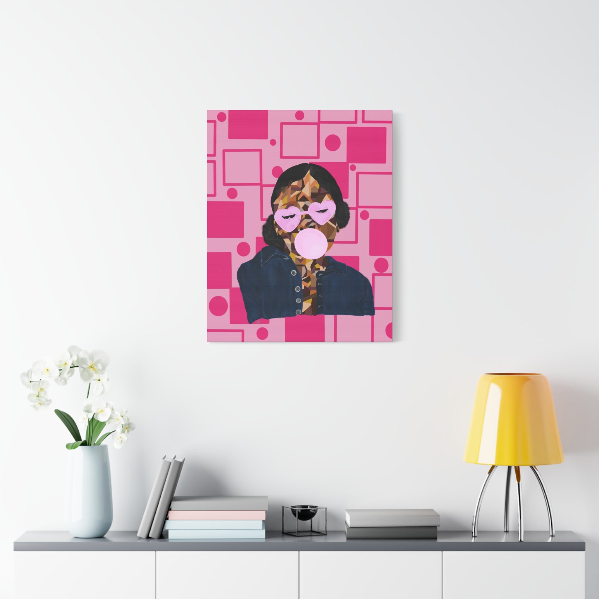 Pop Art Bubblegum Girl Matte Canvas Wall Art
