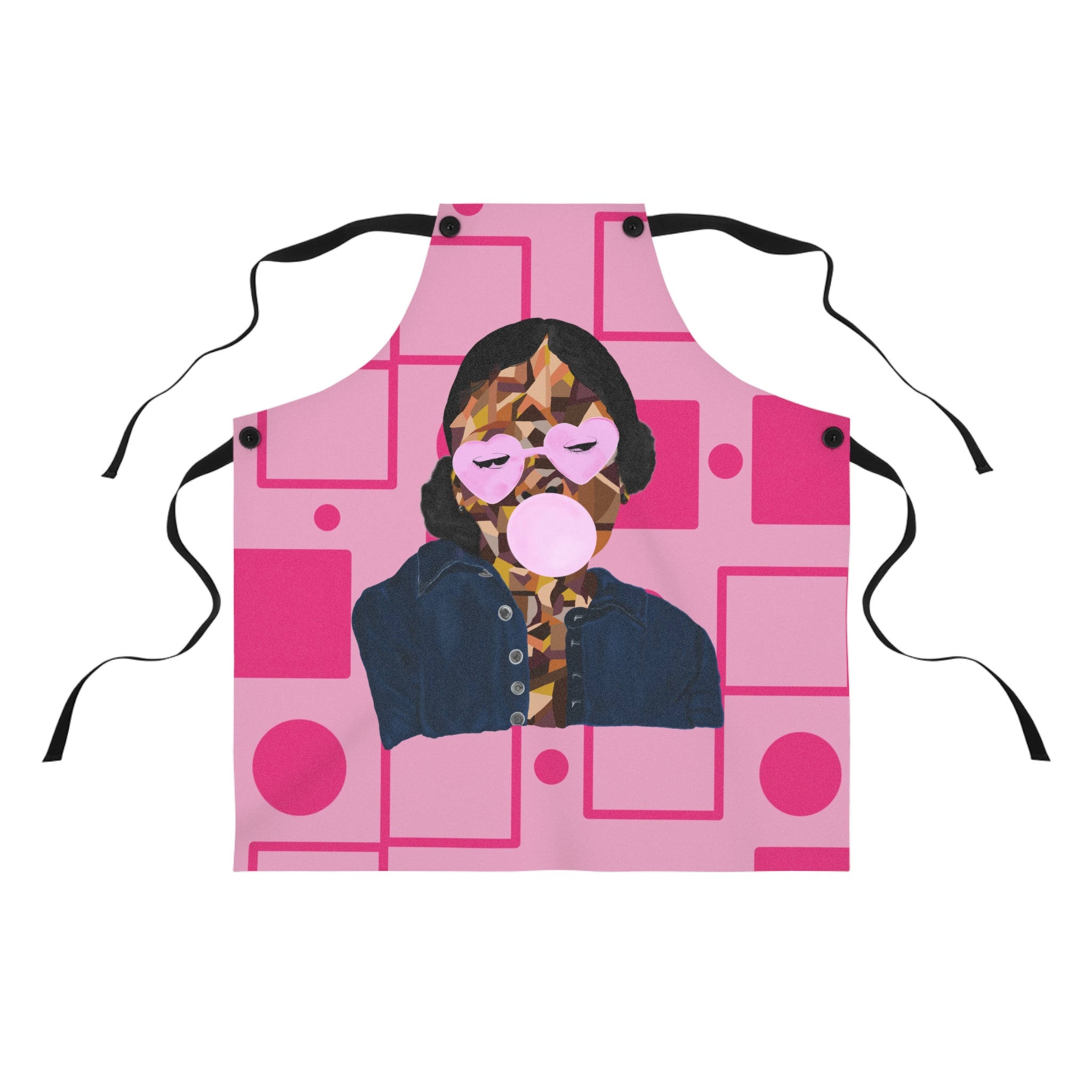 Pink Retro Bubblegum Apron — Heart Sunglasses Chef Apron