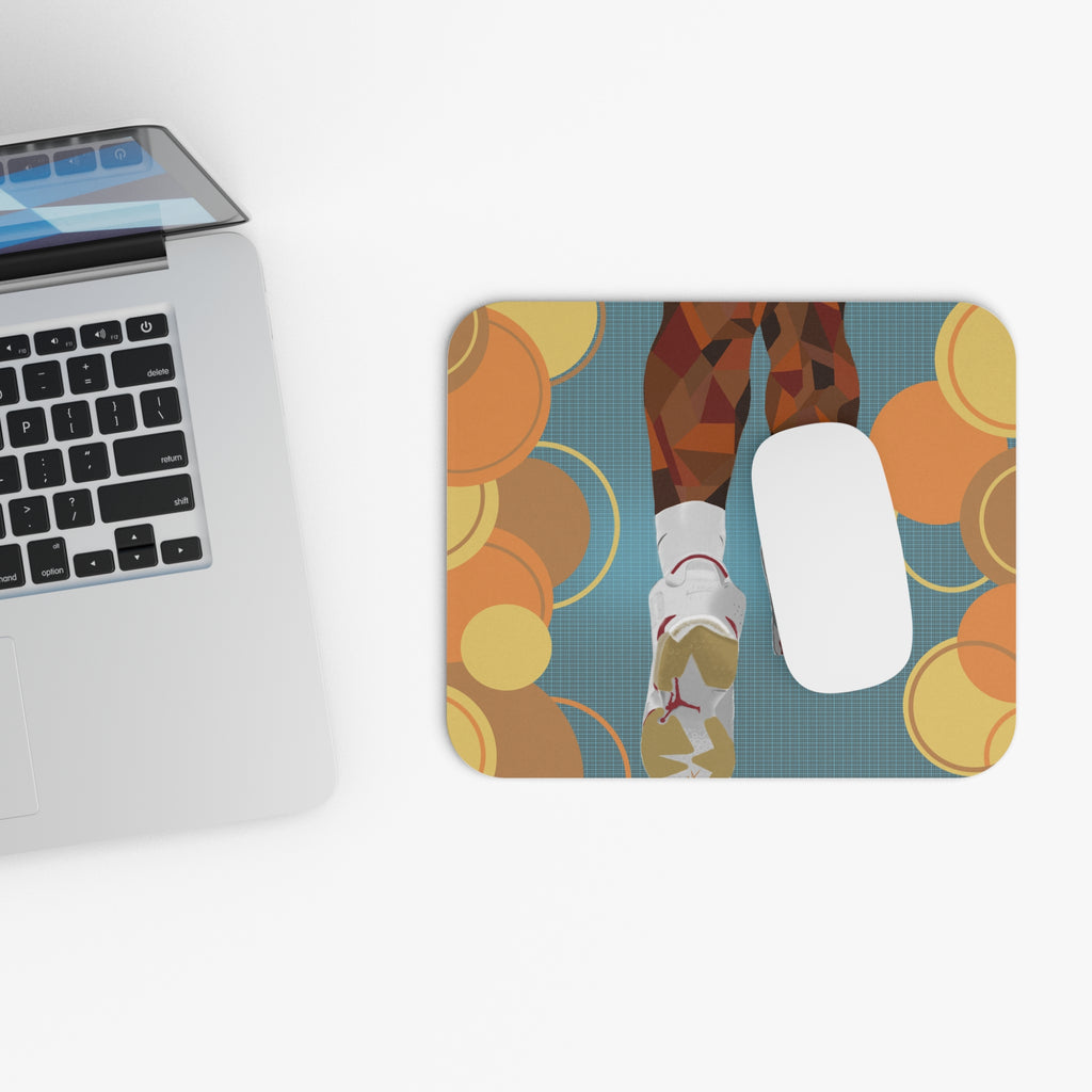 Basketball Sneaker Legs Mouse Pad — Retro Circles Gaming Desk Mat