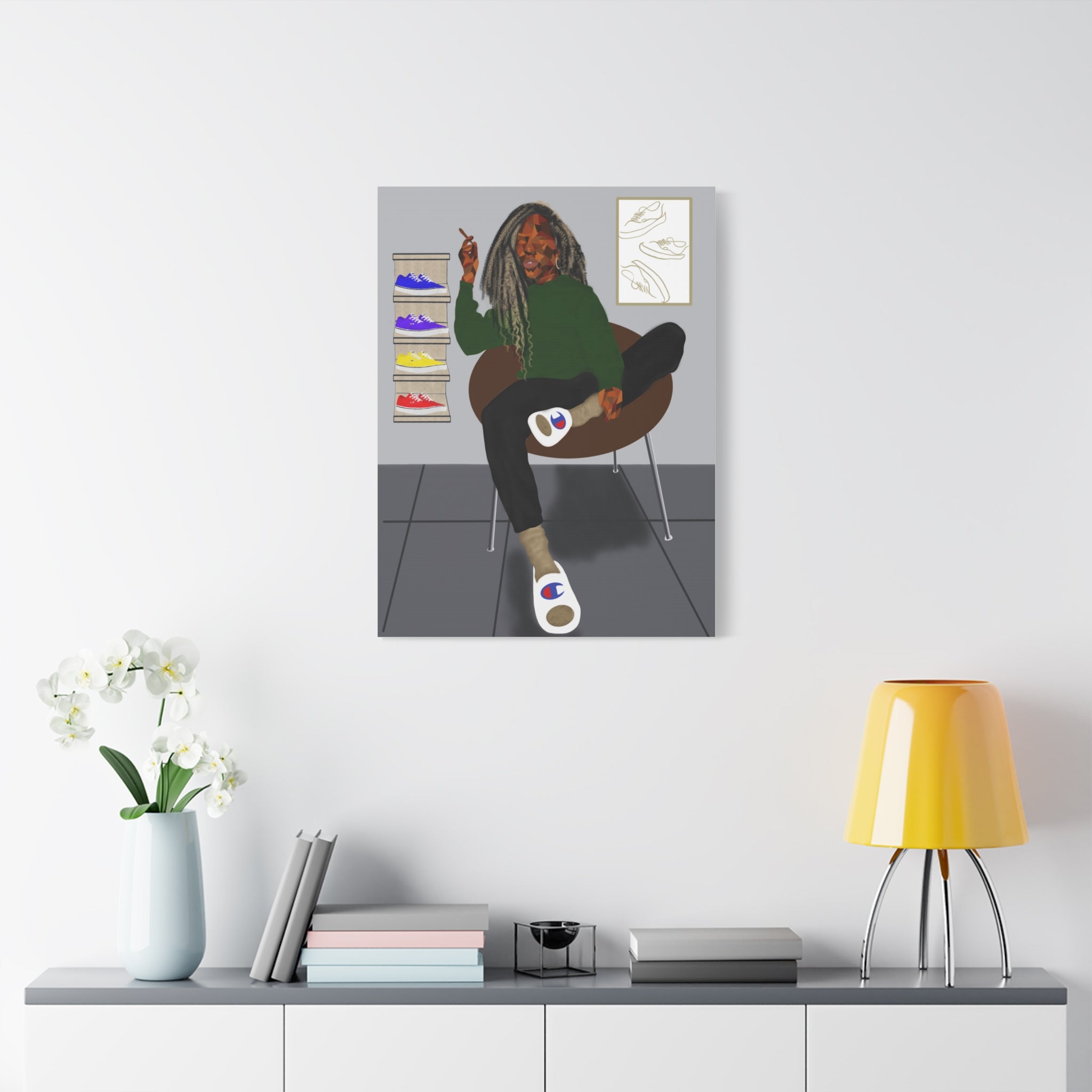 Chill Sneakerhead Art Canvas — Relaxed Room Portrait Matte Wall Art