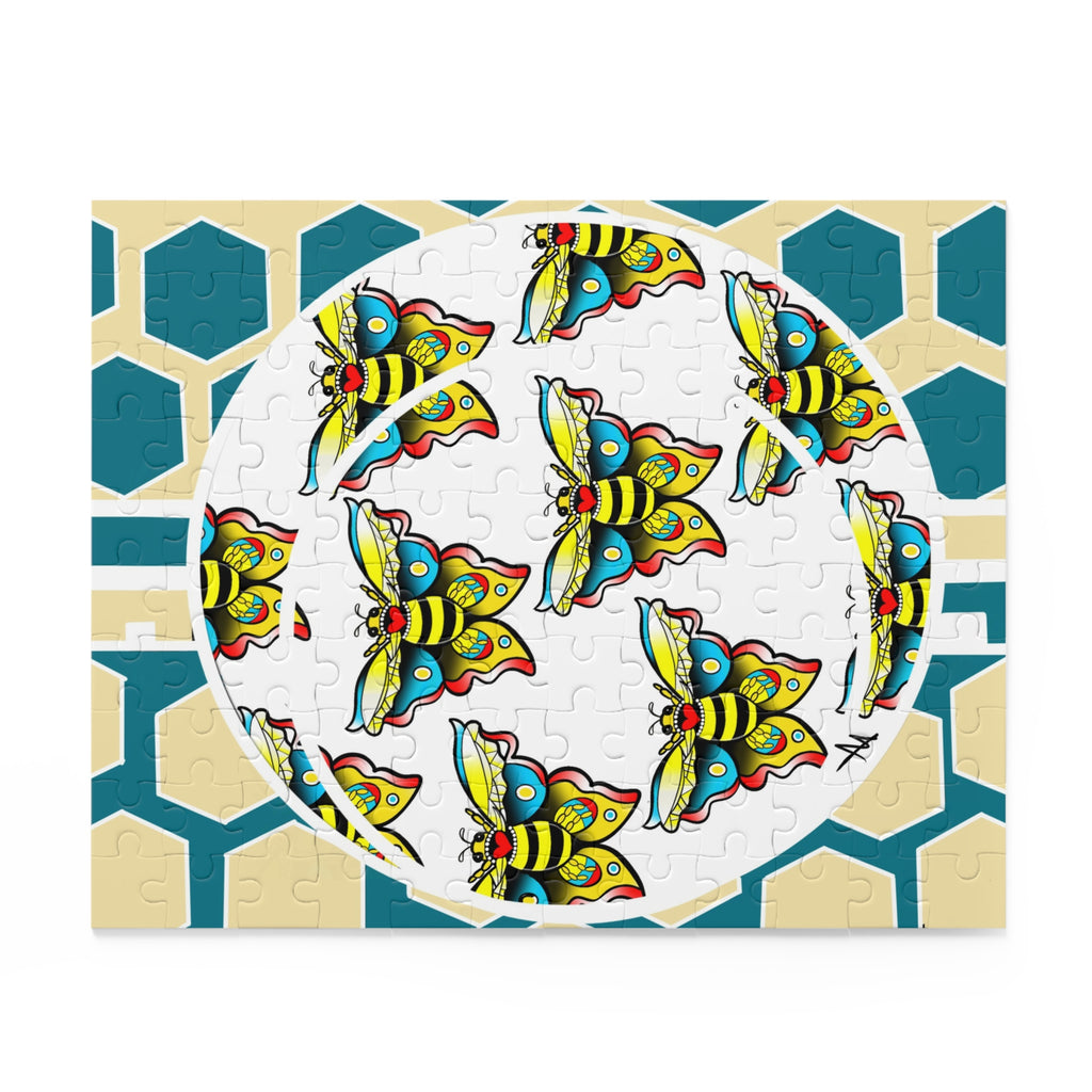Bee & Hexagon Jigsaw Puzzle — Colorful Moth Pattern (120/252/500 pc)